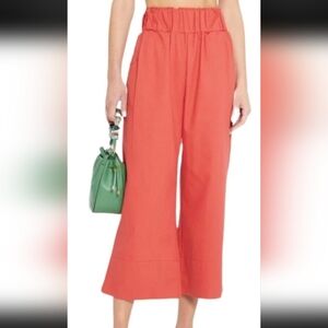Kourt Rust Orange Wide-Leg Linen Blend Pants_Small